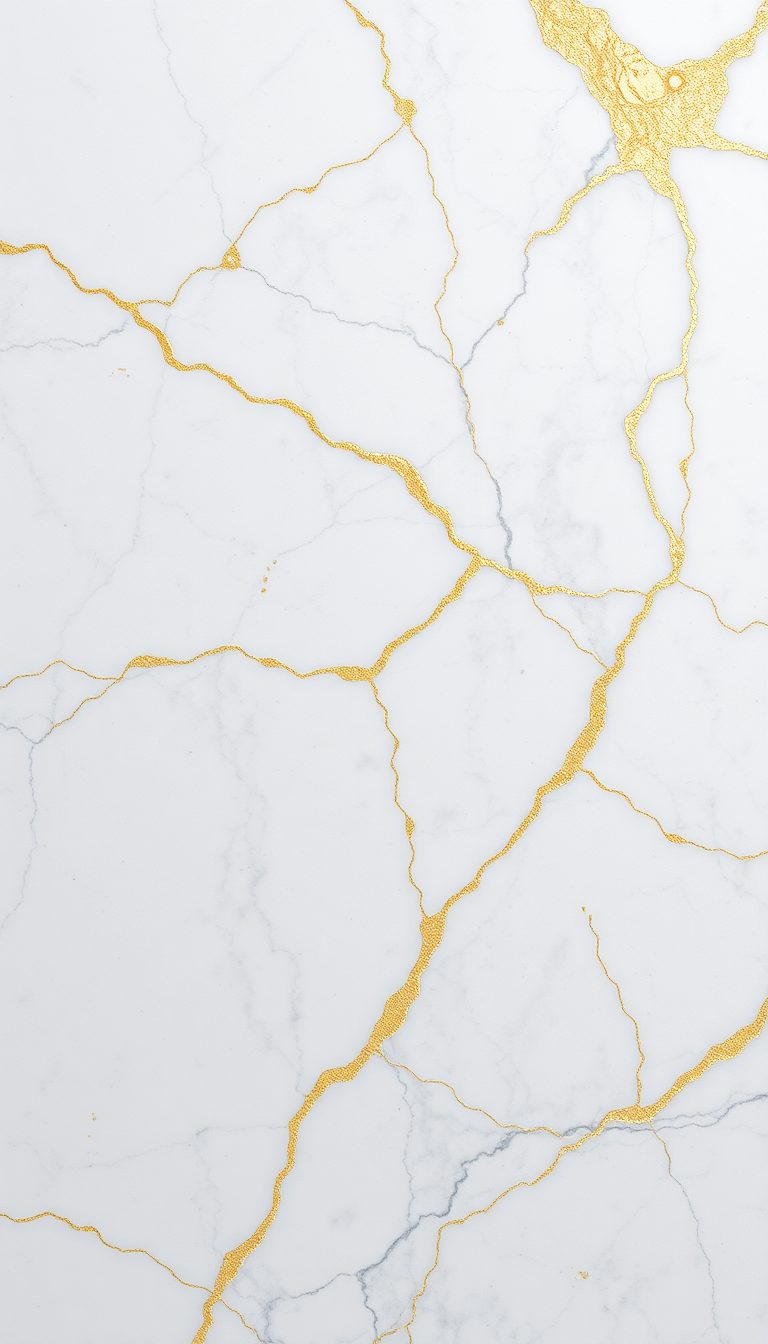 Marble Texture White Gold Veins Photorealistic Wallpaper