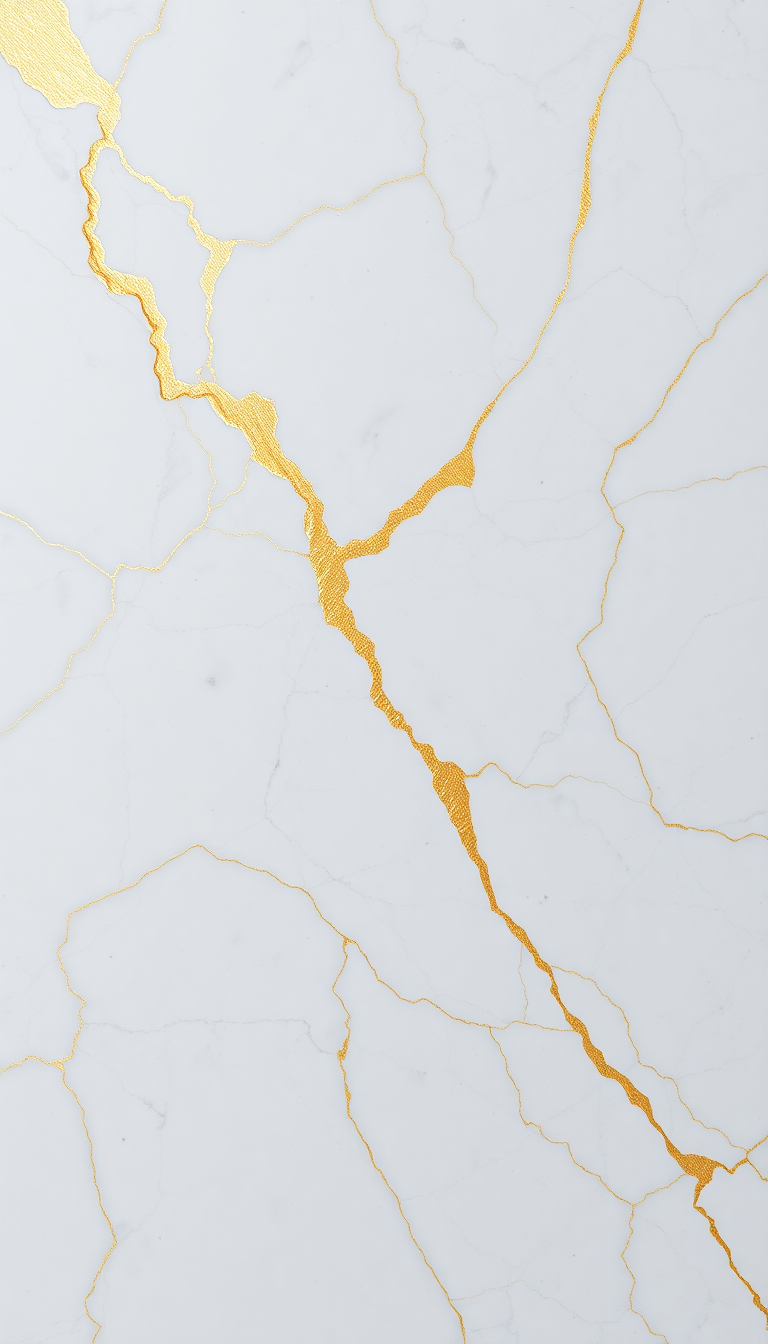 Marble Texture White Gold Veins Photorealistic Wallpaper