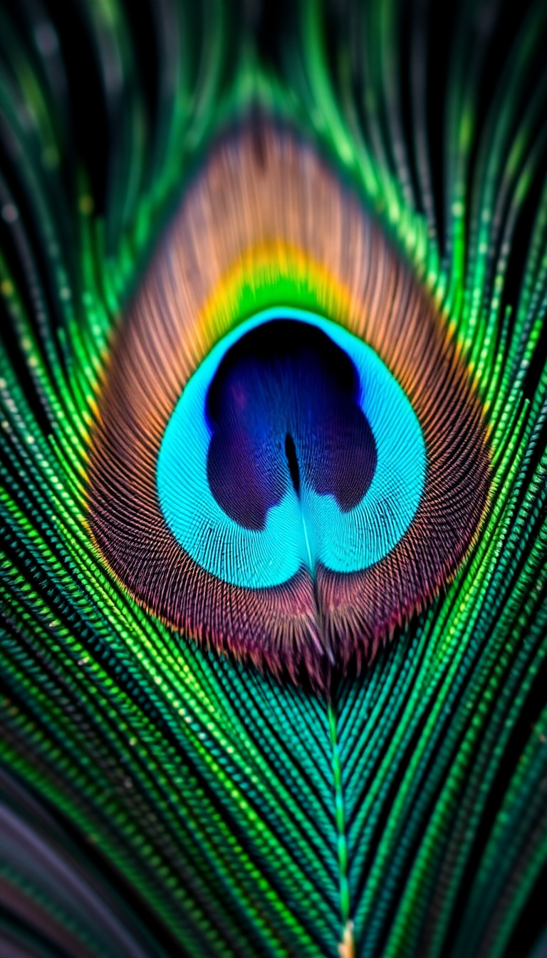 Peacock Feather Macro Iridescent Eye Photorealistic Wallpaper