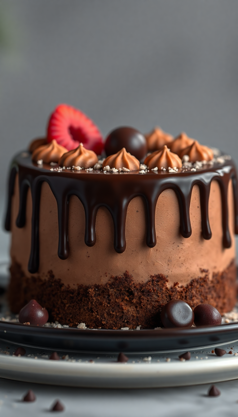 Chocolate Drip Cake Decadent Dessert Photorealistic Wallpaper