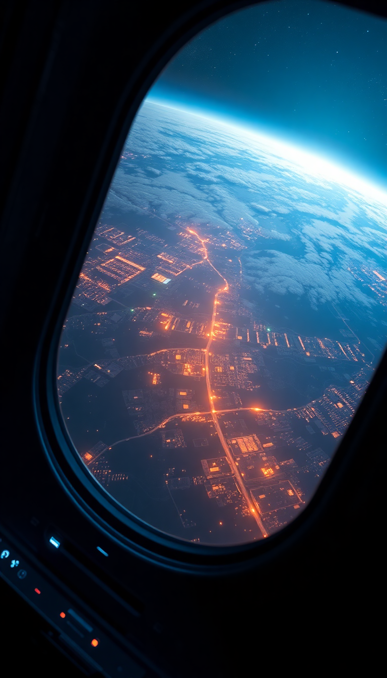 Space Station Window View Of Photorealistic Wallpaper