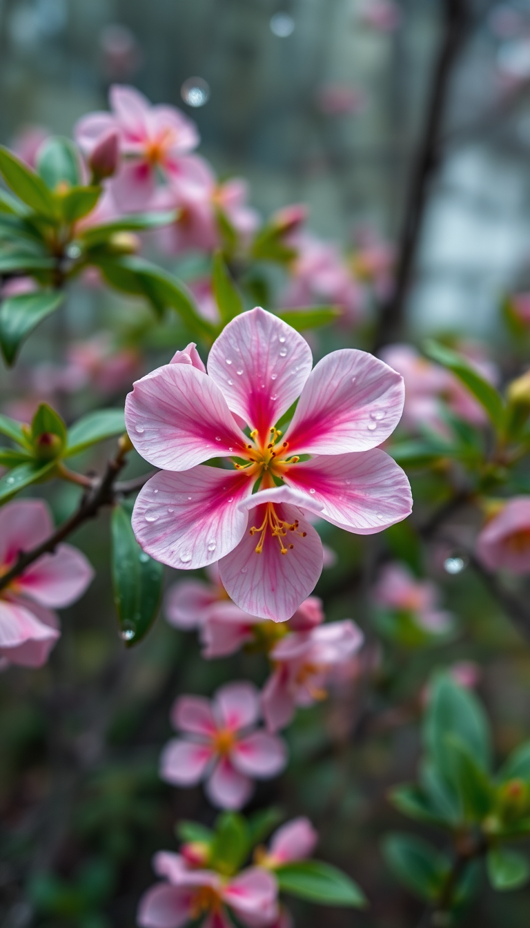 Spring Rain Flower Blooming Time Aesthetic Wallpaper