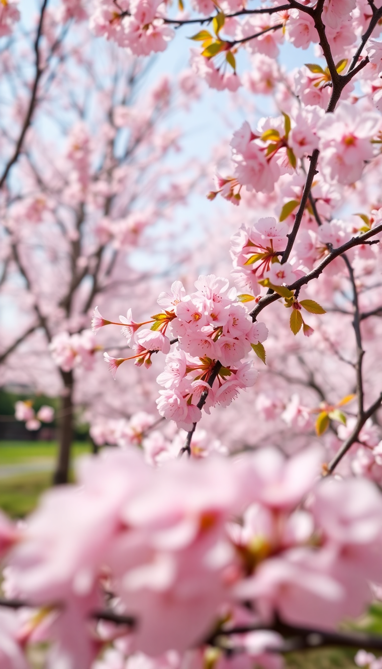 Spring Cherry Blossoms Japan Peak Photorealistic Wallpaper
