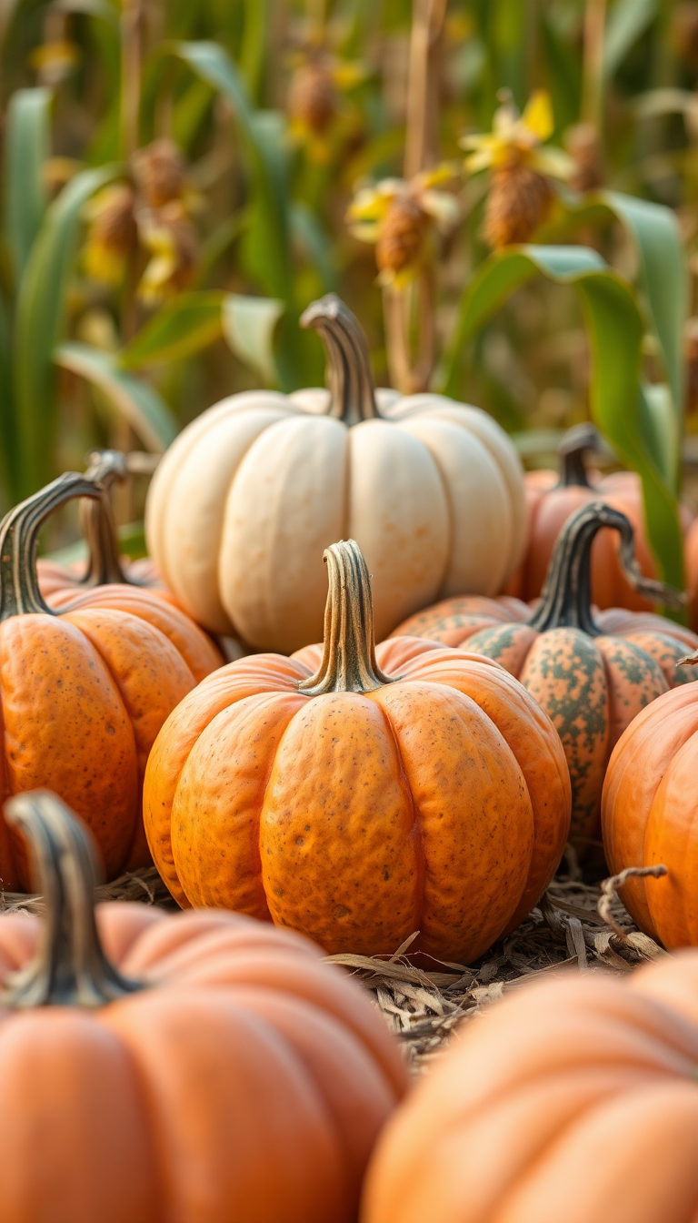 Autumn Harvest Pumpkins Corn Farm Photorealistic Wallpaper