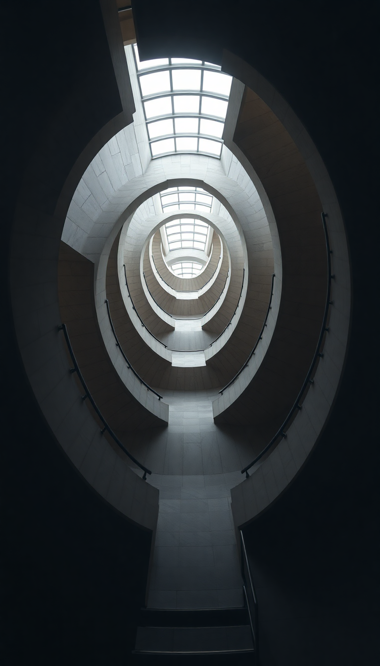 Spiral Staircase Looking Up Endless Photorealistic Wallpaper