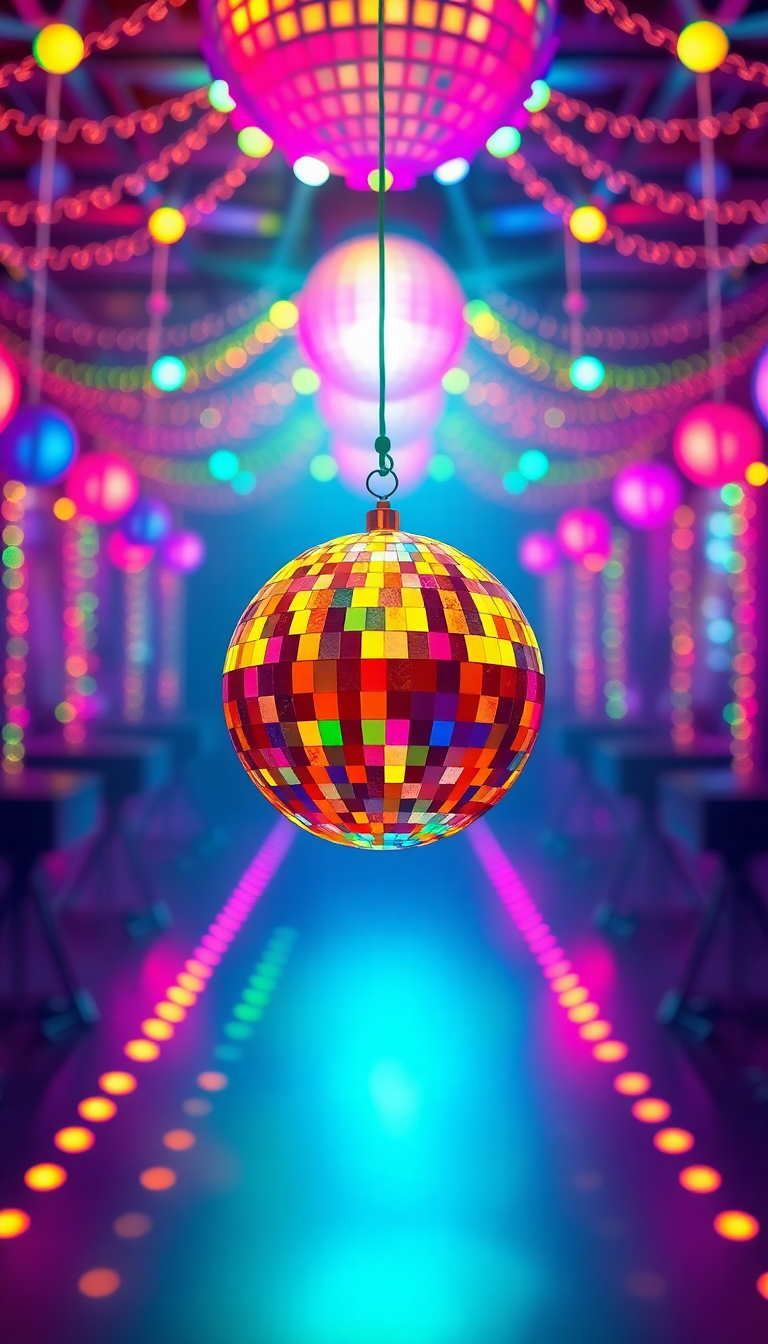 Matte Disco Ball Lights Colorful Photorealistic Wallpaper