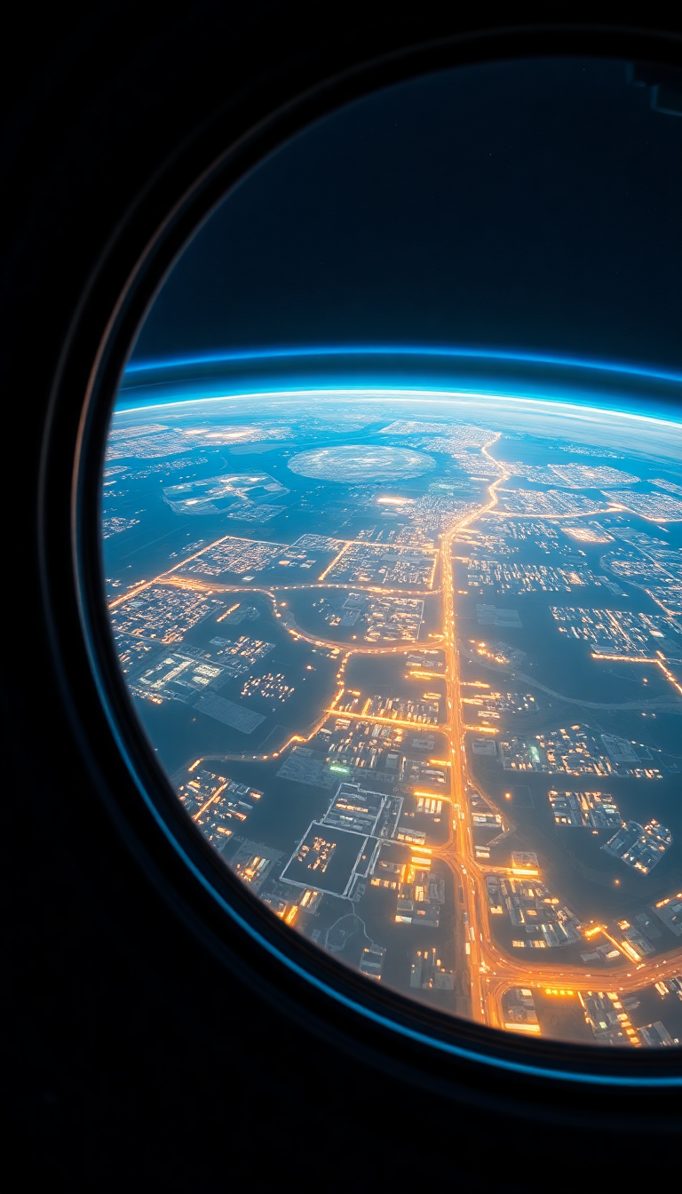 Space Station Window View Of Photorealistic Wallpaper