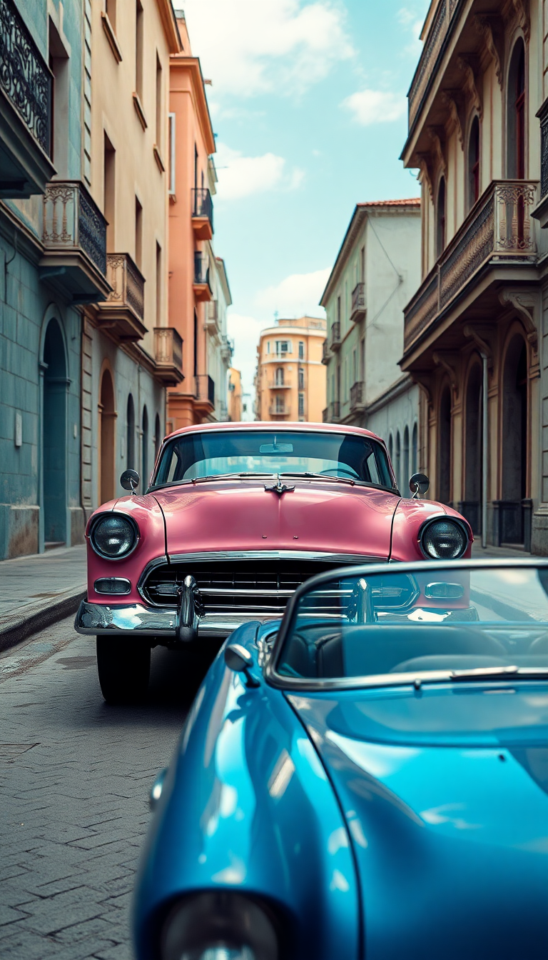 Old Havana Classic Cars Pastel Photorealistic Wallpaper