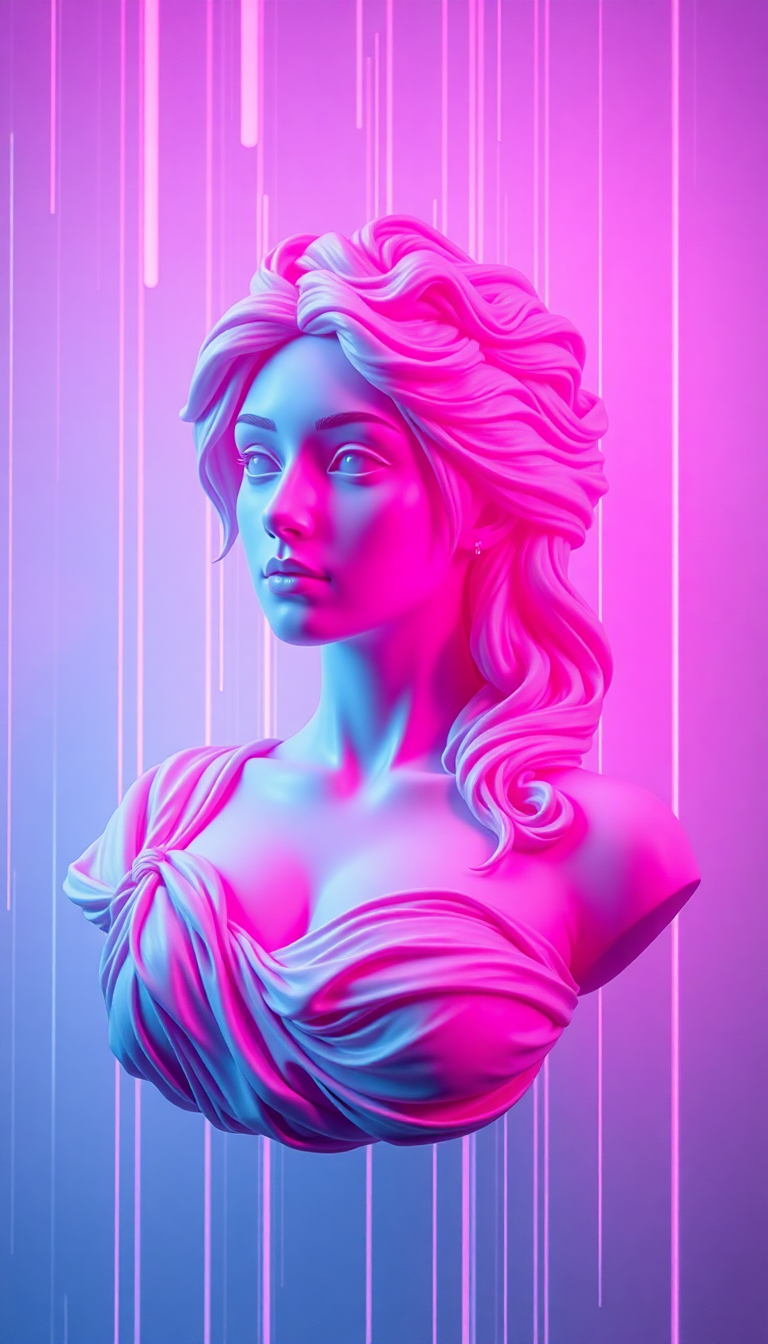 Vaporwave Roman Bust Glitch Aesthetic Digital art Wallpaper