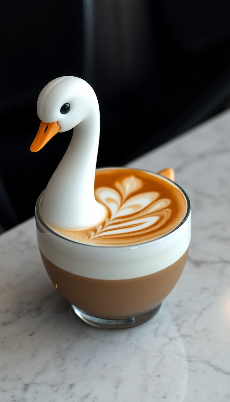 Perfect Latte Art Swan Milk Photorealistic Wallpaper