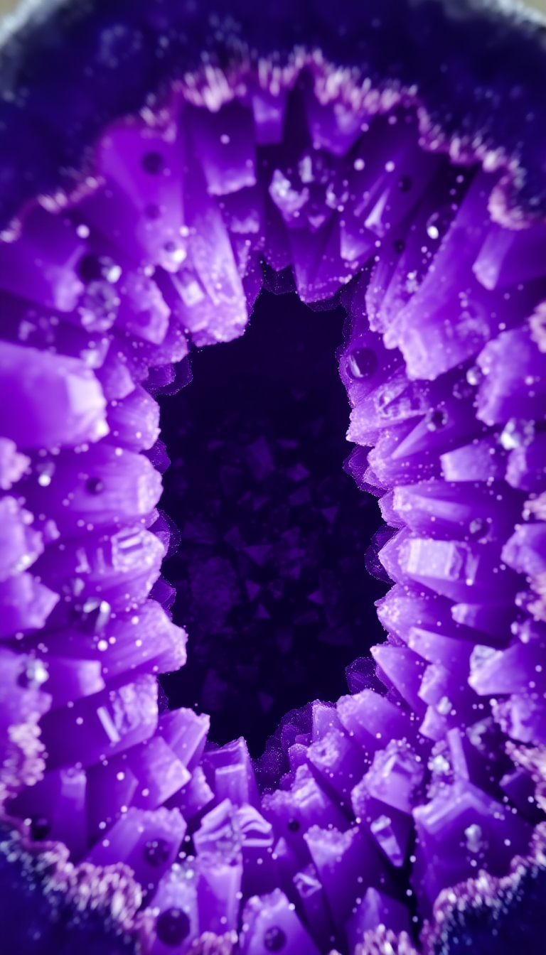 Geode Crystal Interior Purple Amethyst Photorealistic Wallpaper