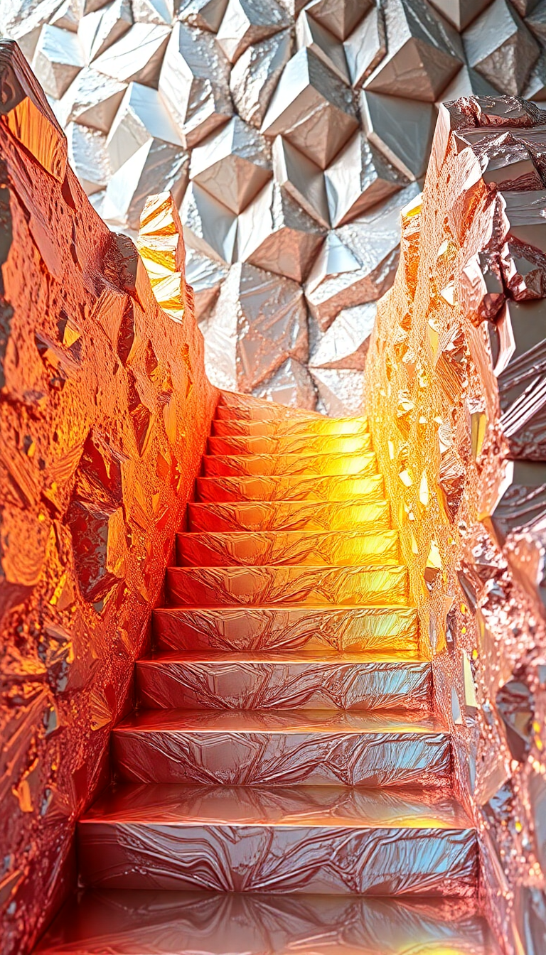 Bismuth Crystal Formation Rainbow Metallic Photorealistic Wallpaper