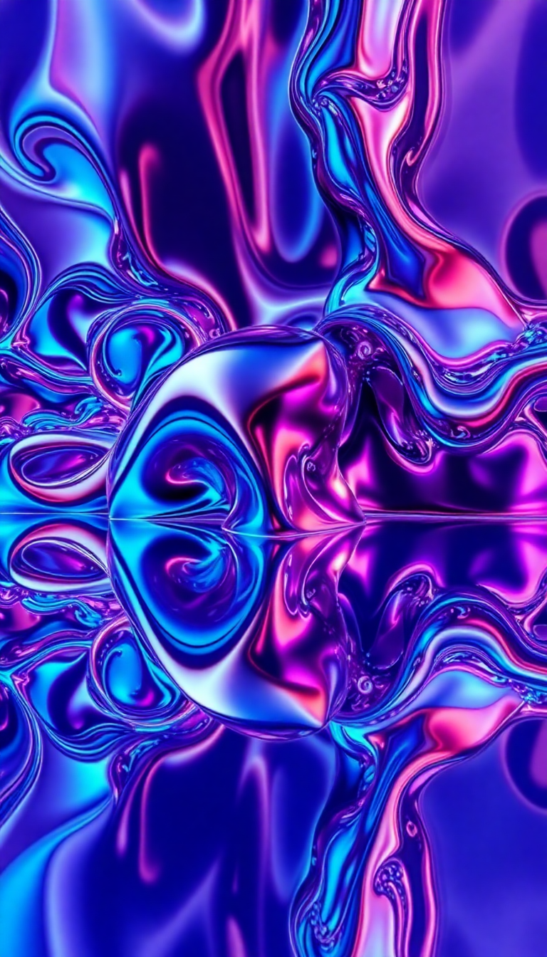 Liquid Chrome Morphing Shapes Reflective Digital art Wallpaper