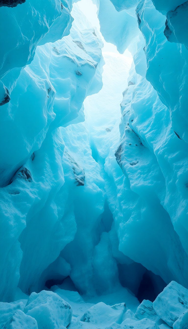 Glacial Ice Cave Blue Crystal Photorealistic Wallpaper