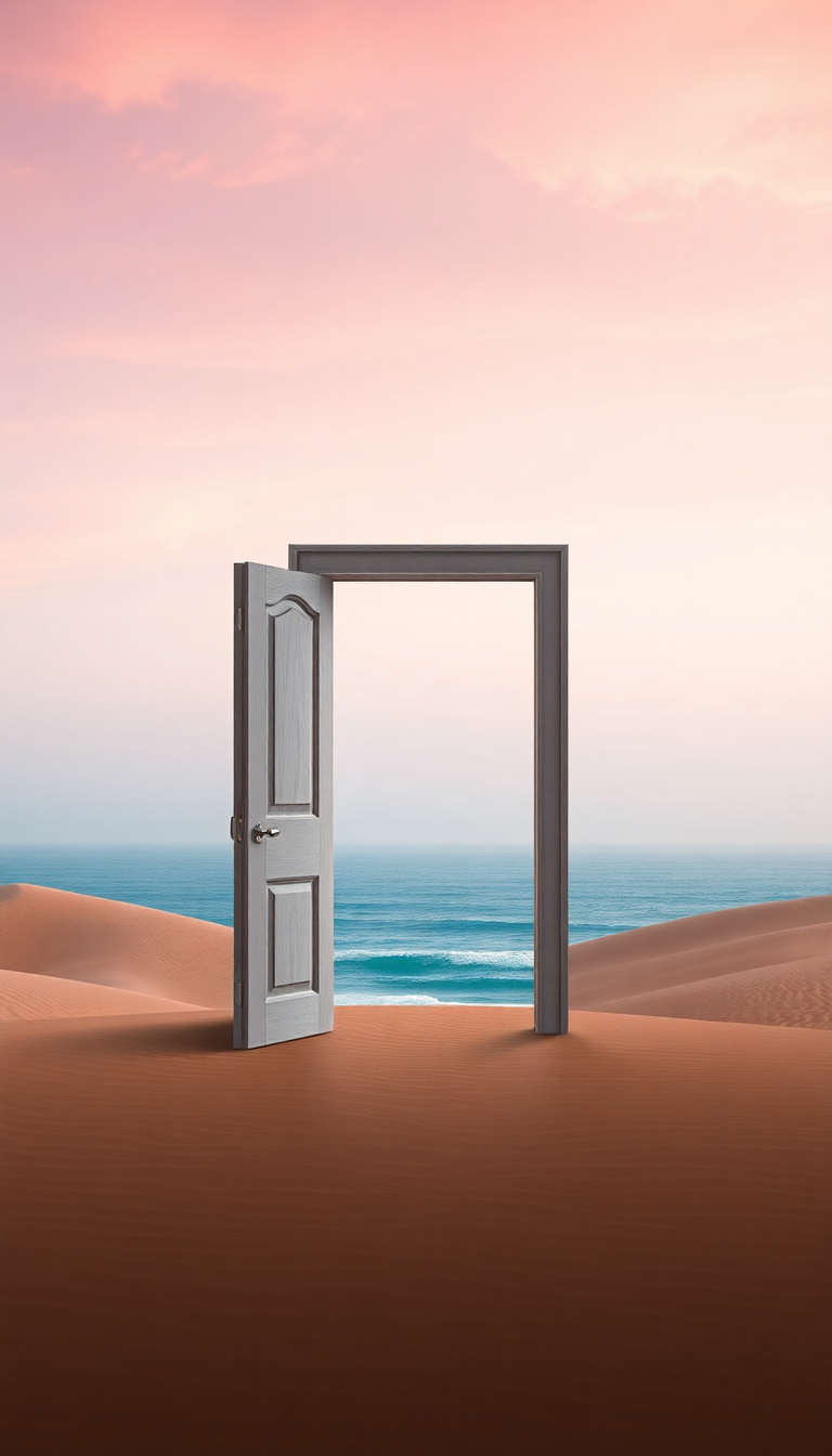 Door Standing Alone In Desert Digital art Wallpaper