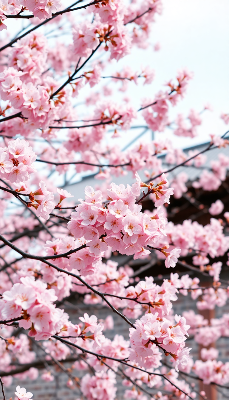 Spring Cherry Blossoms Japan Peak Photorealistic Wallpaper
