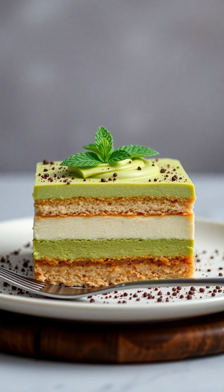 Matcha Tiramisu Layers Green Tea Photorealistic Wallpaper