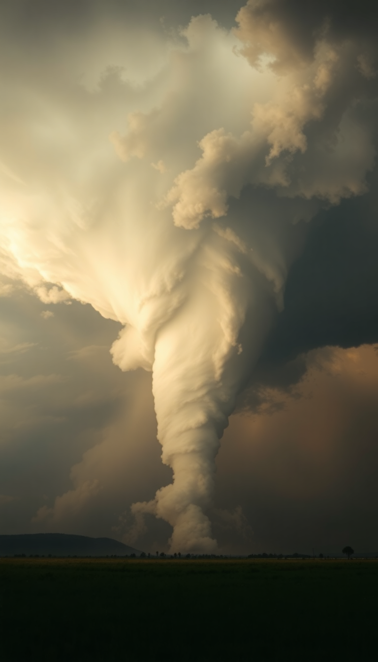 Supercell Thunderstorm Dramatic Tornado Forming Photorealistic Wallpaper