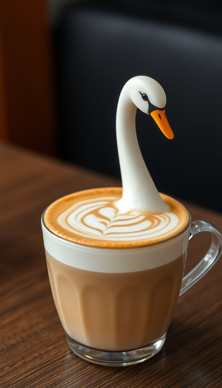 Perfect Latte Art Swan Milk Photorealistic Wallpaper