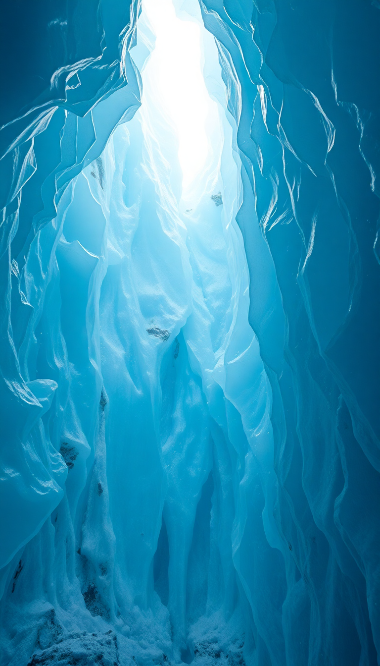 Glacial Ice Cave Blue Crystal Photorealistic Wallpaper