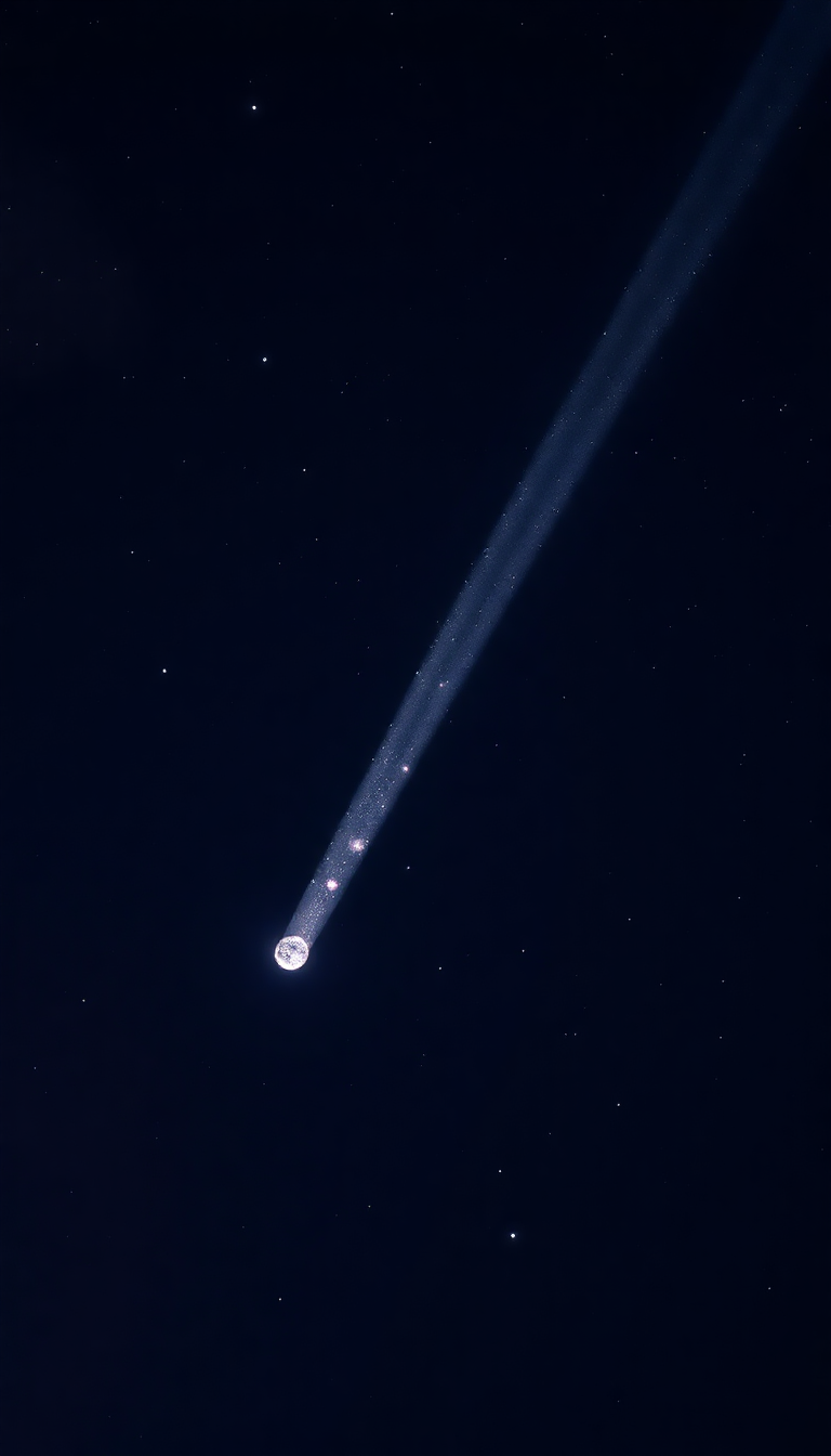 Comet Tail Streaming Across Night Photorealistic Wallpaper
