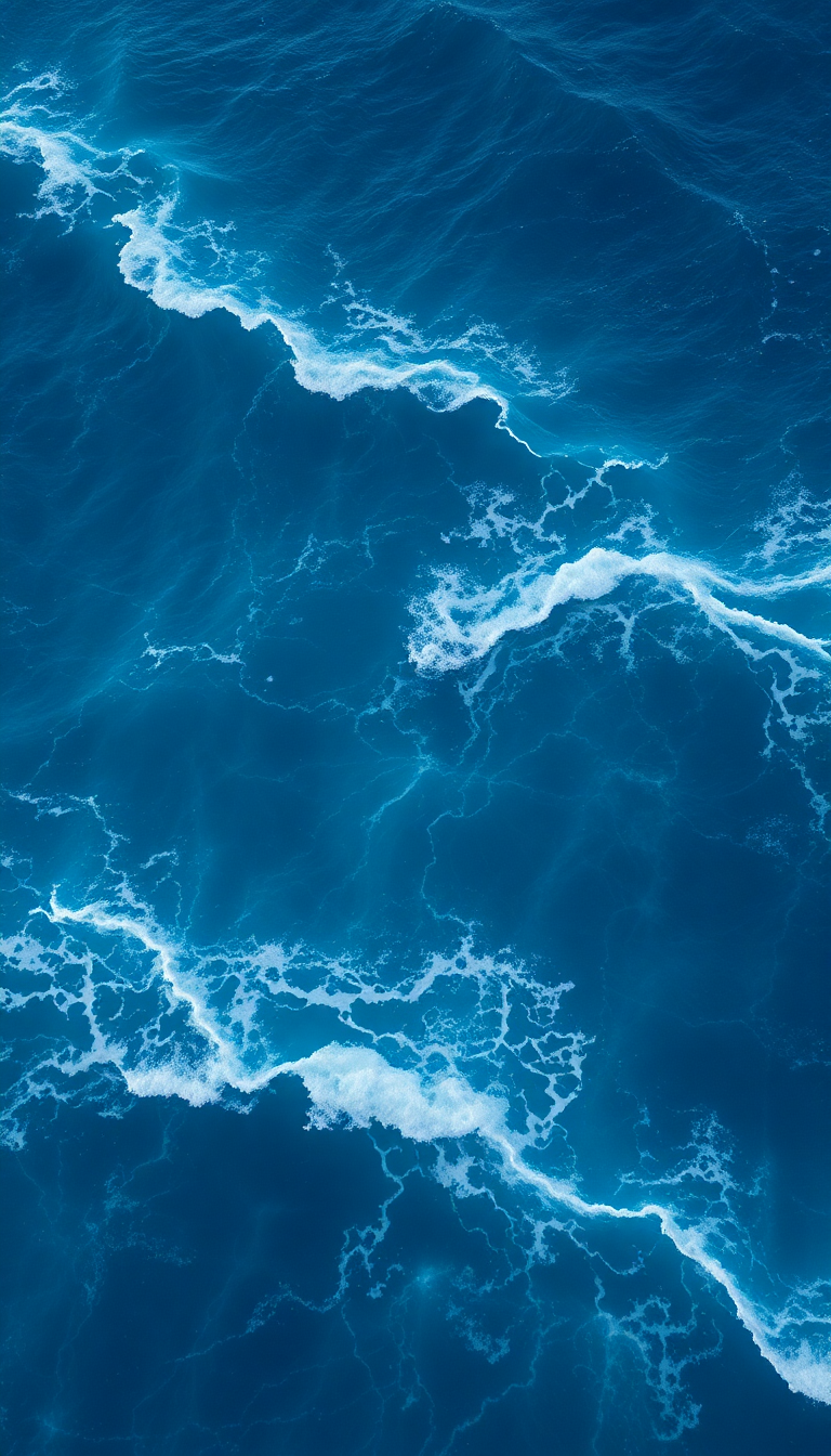 Ocean Waves Aerial View Pattern Photorealistic Wallpaper