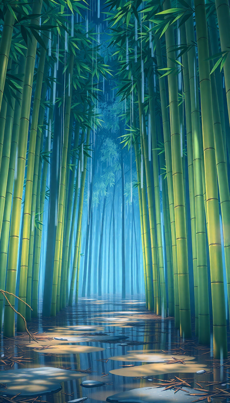 Bamboo Forest Rain Anime Peaceful Anime Wallpaper