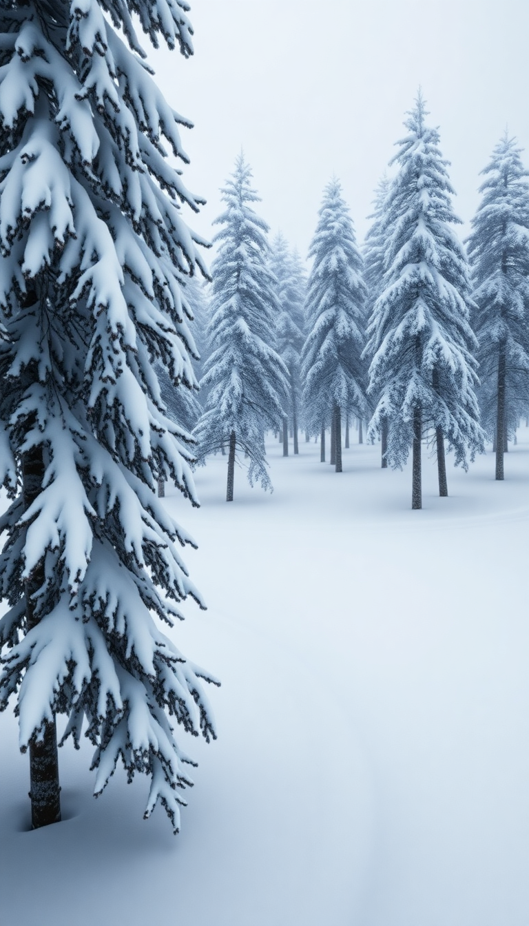 Blizzard Snow Wind Trees Bending Photorealistic Wallpaper