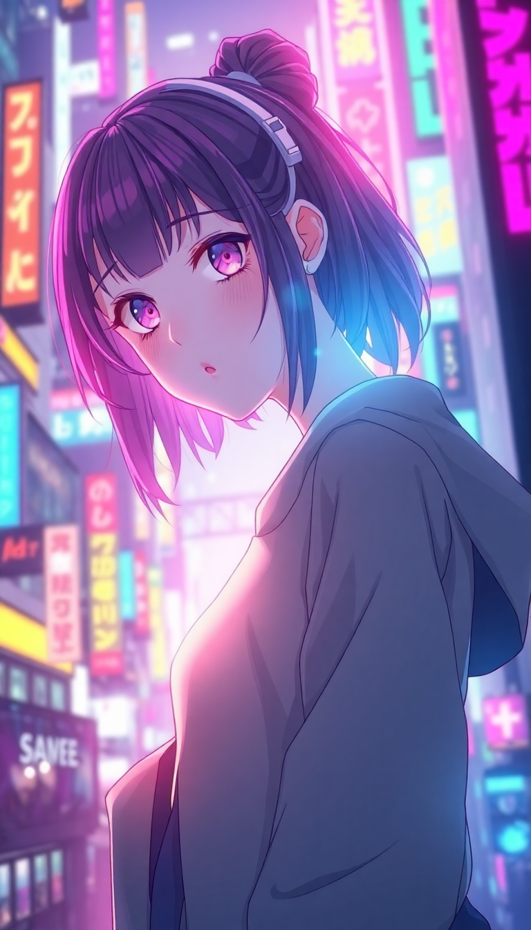 Cyberpunk Anime Girl Neon City Anime Wallpaper