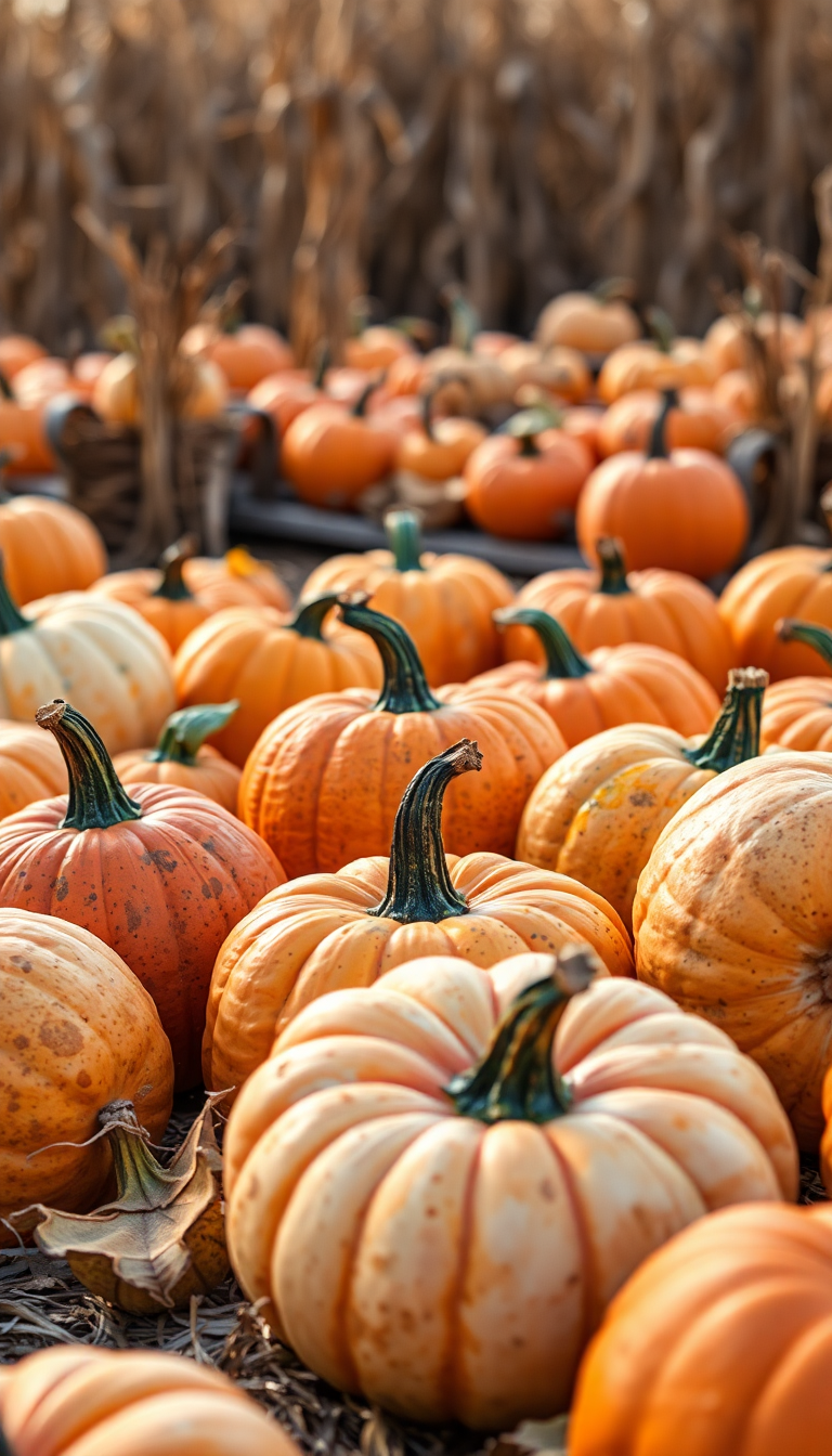 Autumn Harvest Pumpkins Corn Farm Photorealistic Wallpaper