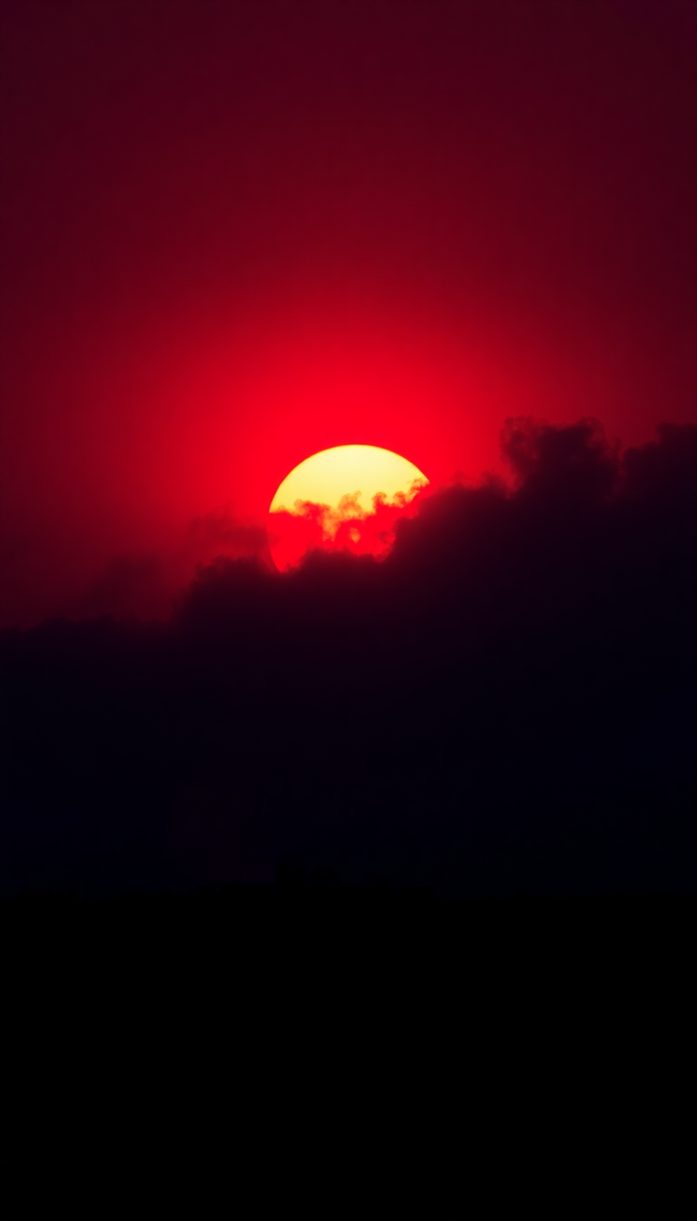 Sunset After Wildfire Smoke Creating Photorealistic Wallpaper