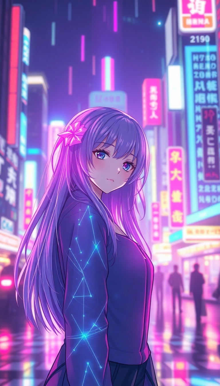 Cyberpunk Anime Girl Neon City Anime Wallpaper