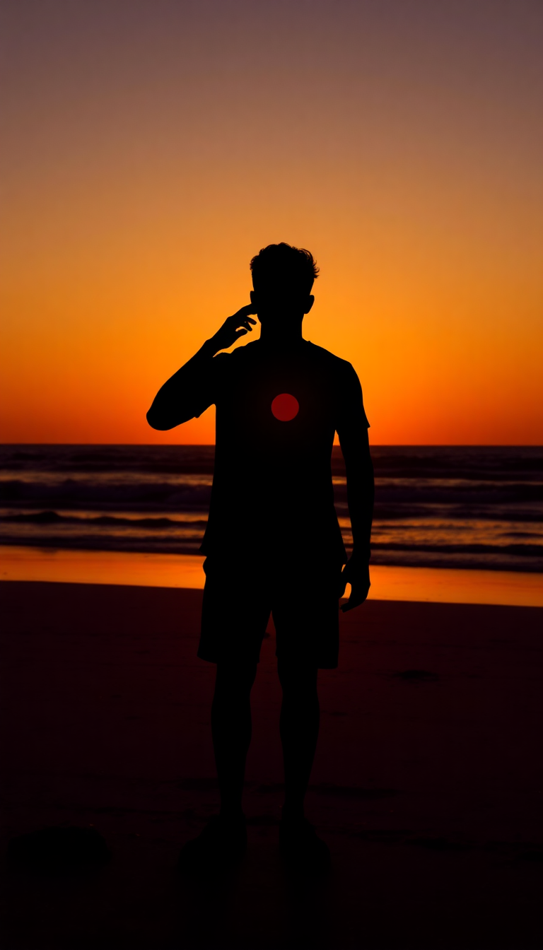 Beach Sunset Golden Hour Silhouette Photorealistic Wallpaper