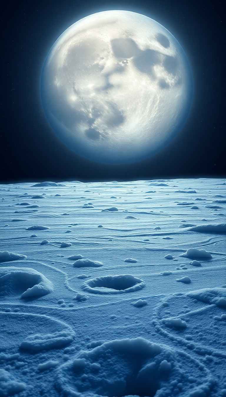Frozen Moon Surface With Jupiter Photorealistic Wallpaper