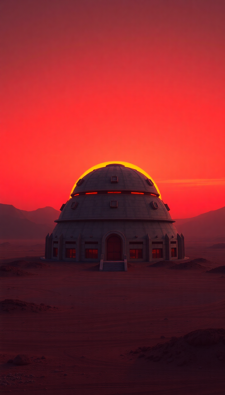 Mars Colony Dome At Sunset Digital art Wallpaper
