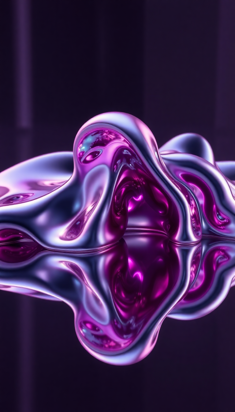Liquid Chrome Morphing Shapes Reflective Digital art Wallpaper