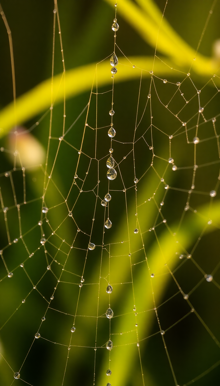 Dew Drops On Spiderweb Morning Aesthetic Wallpaper