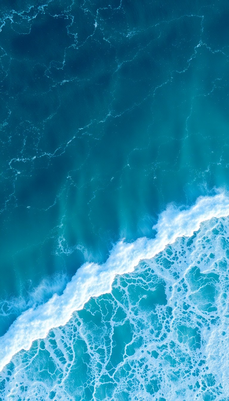 Ocean Waves Aerial View Pattern Photorealistic Wallpaper