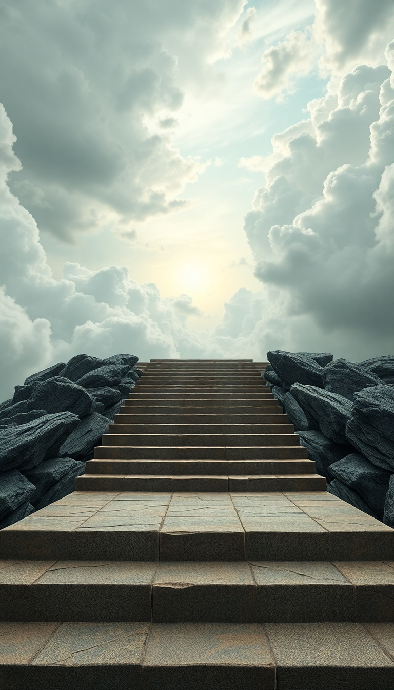 Stairs To Nowhere In Cloudy Digital art Wallpaper