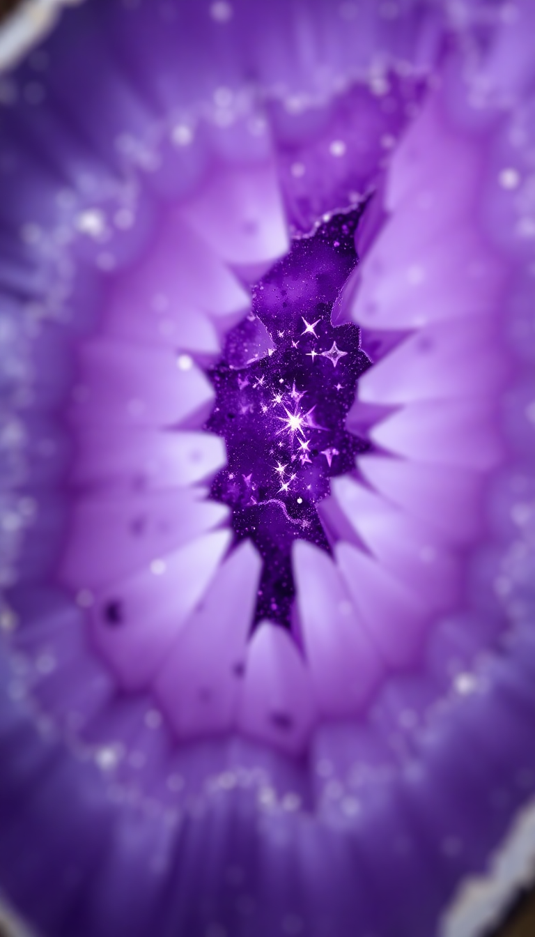 Geode Crystal Interior Purple Amethyst Photorealistic Wallpaper