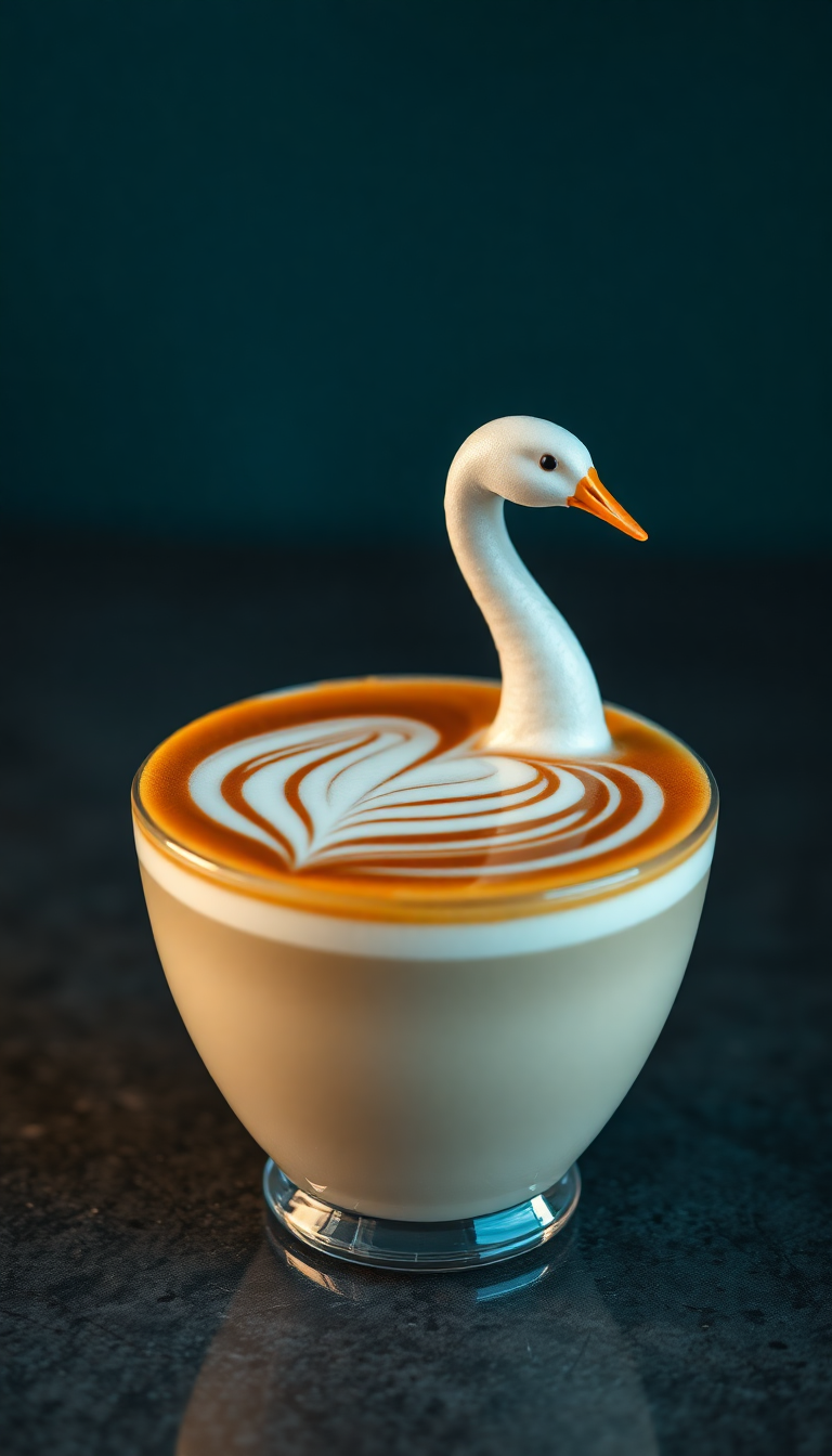 Perfect Latte Art Swan Milk Photorealistic Wallpaper