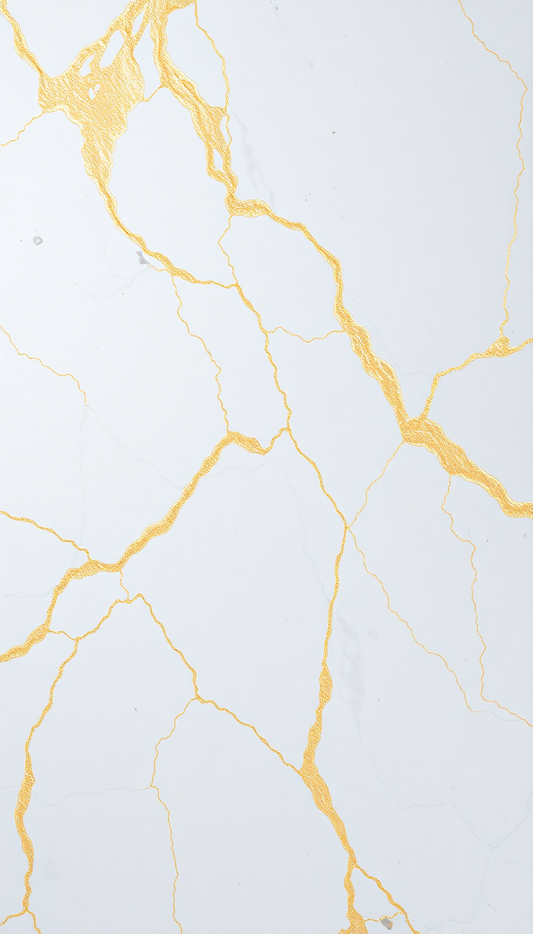 Marble Texture White Gold Veins Photorealistic Wallpaper