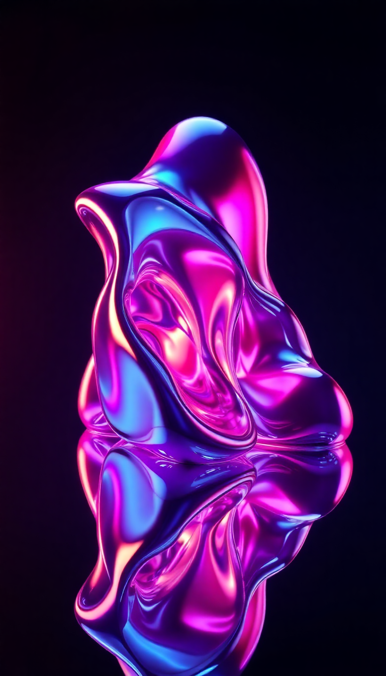 Liquid Chrome Morphing Shapes Reflective Digital art Wallpaper
