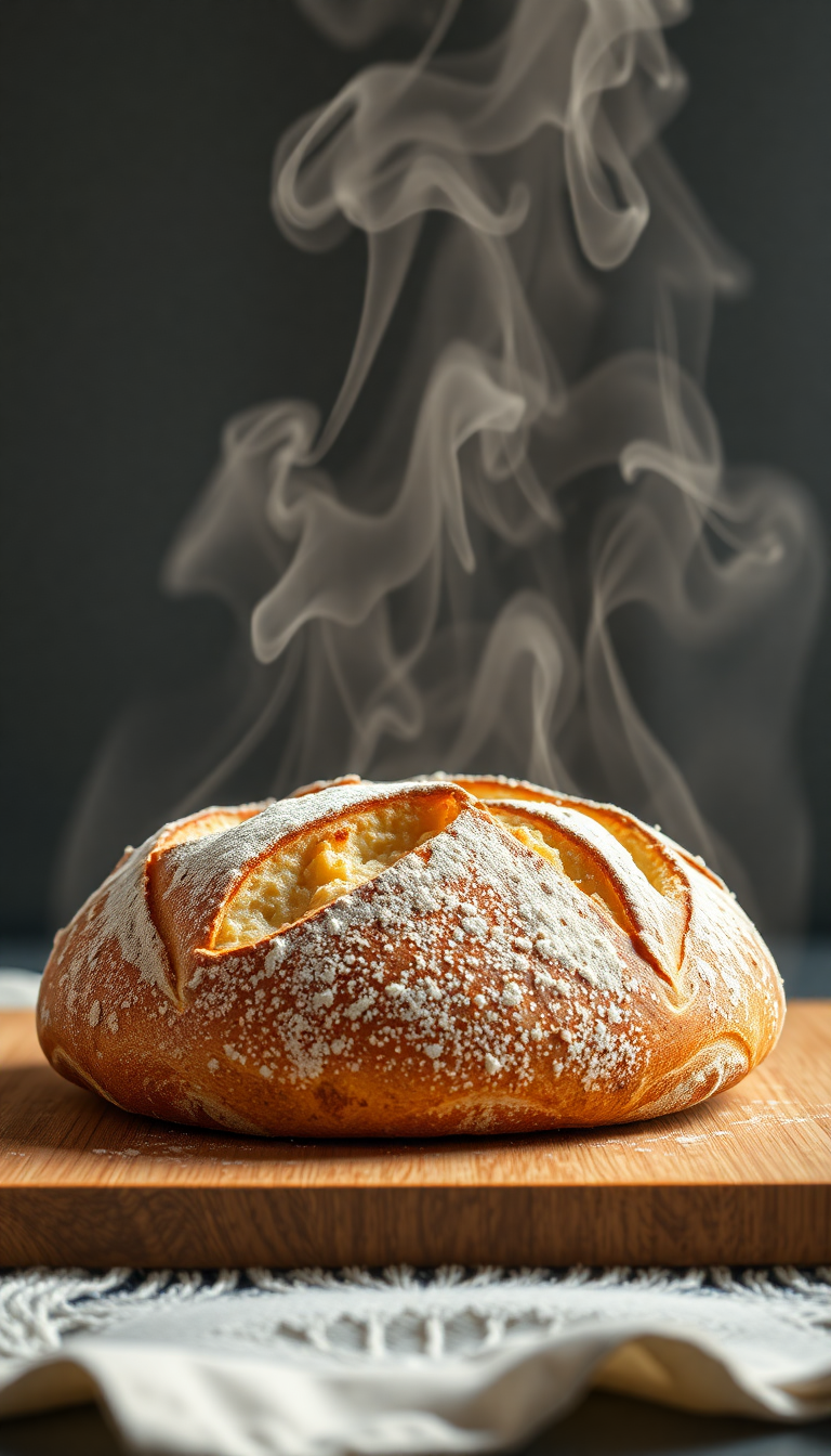 Bread Fresh Baked Steam Rising Photorealistic Wallpaper