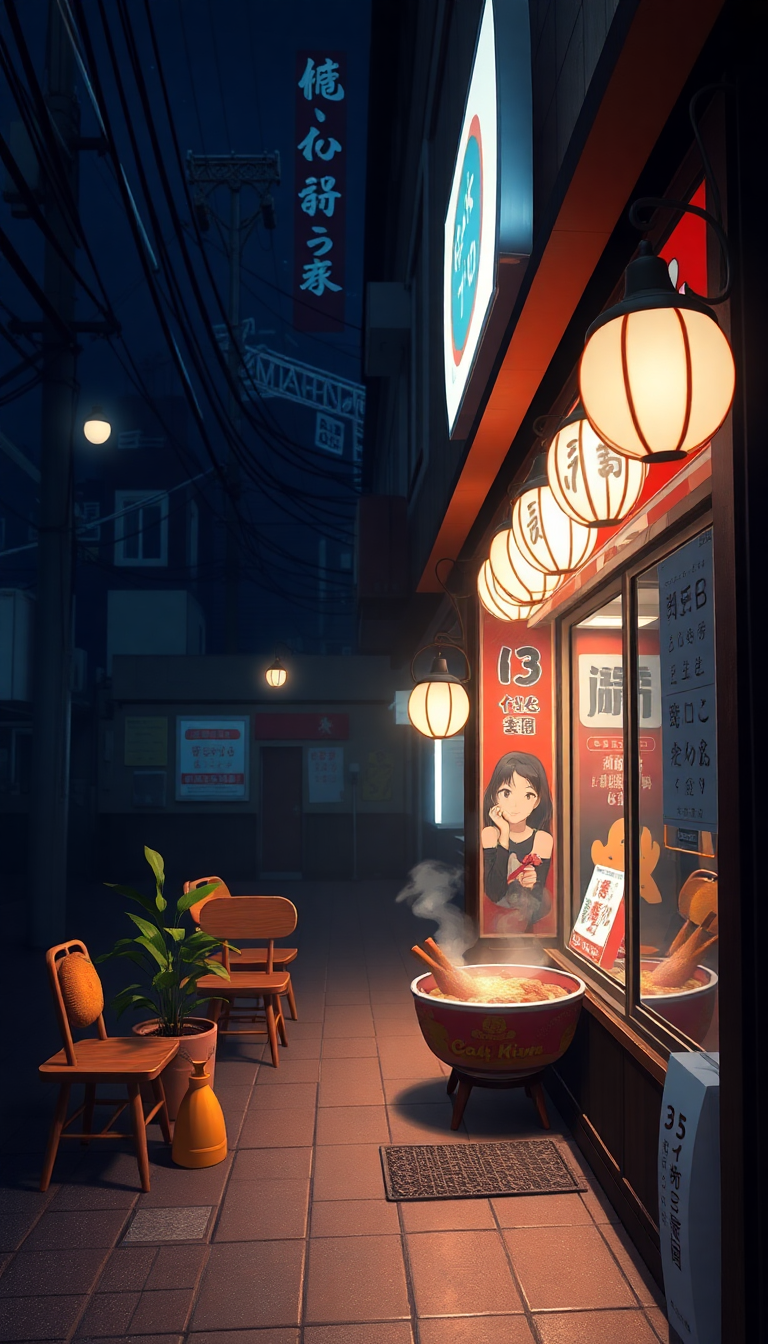 Cozy Ramen Shop At Night Anime Wallpaper