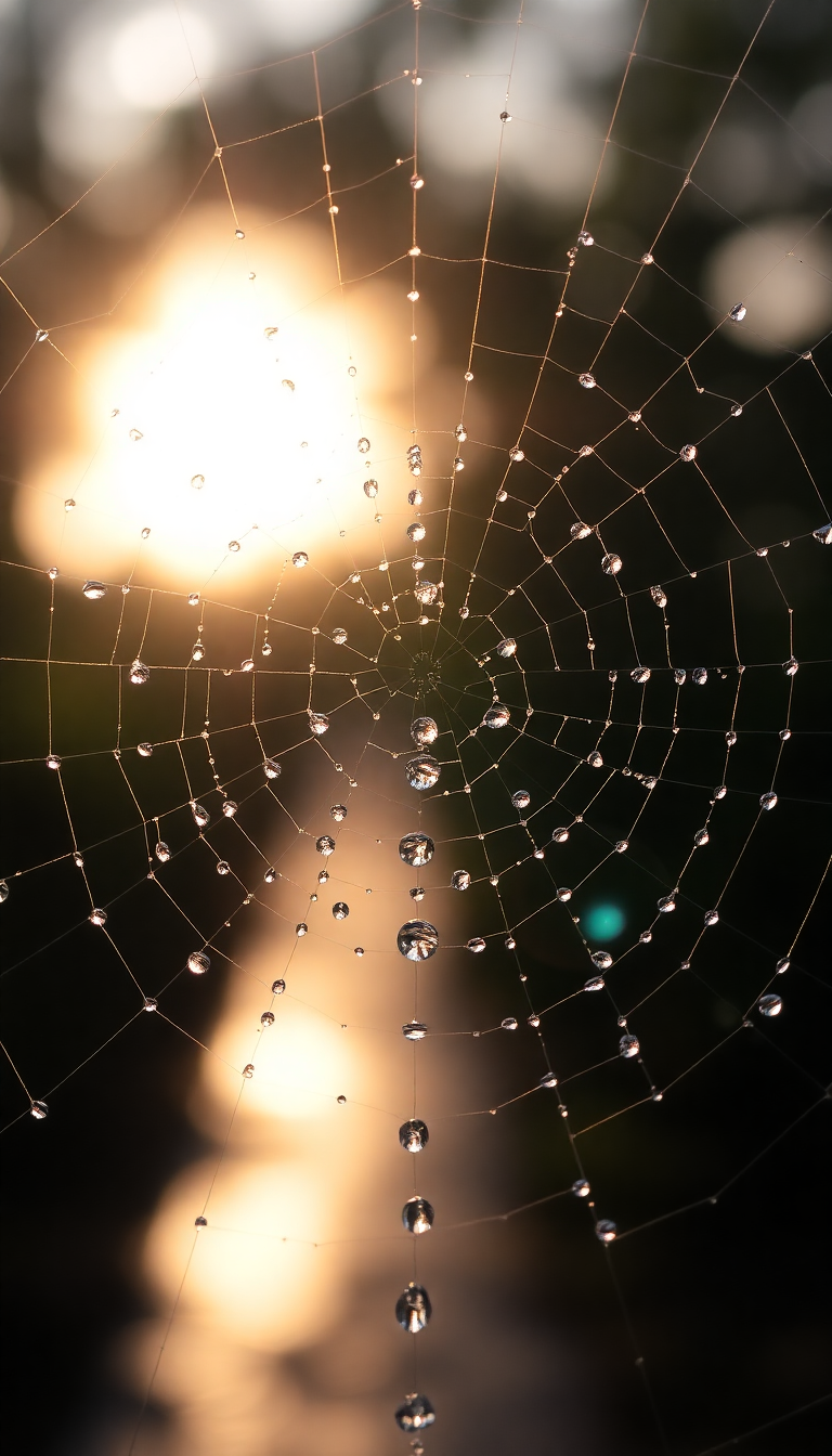 Dew Drops On Spiderweb Morning Aesthetic Wallpaper