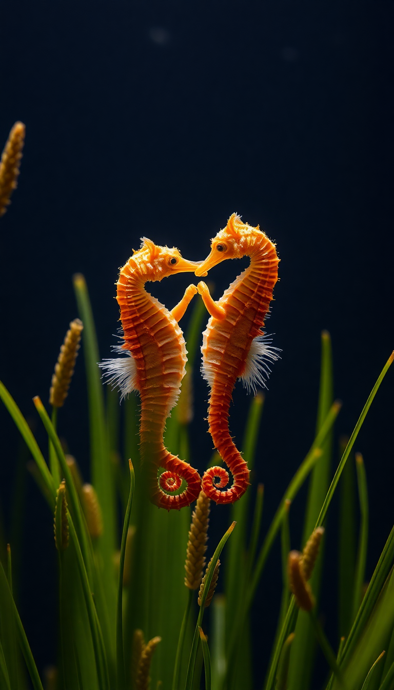 Seahorse Couple Dancing Seagrass Magical Aesthetic Wallpaper