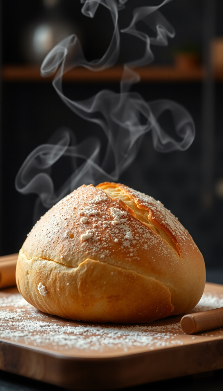 Bread Fresh Baked Steam Rising Photorealistic Wallpaper