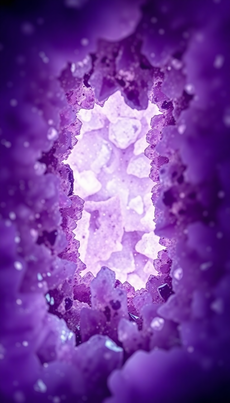 Geode Crystal Interior Purple Amethyst Photorealistic Wallpaper