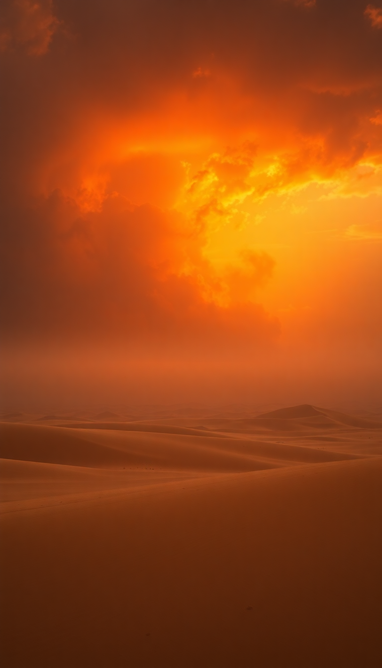 Sandstorm Approaching Desert Dramatic Orange Photorealistic Wallpaper